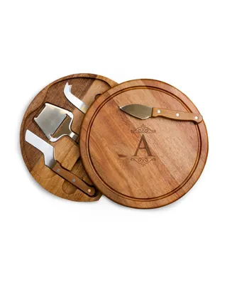 Toscana Monogram Circo Cheese Cutting Board Tools Set - Brown