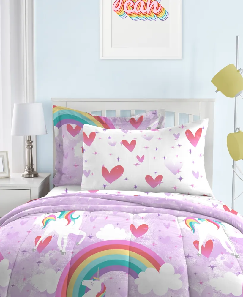 Dream Factory Unicorn Rainbow 7-Piece Full Bedding Set