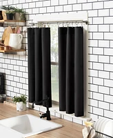 Martine Microfiber Semi-Sheer Rod Pocket Kitchen Curtain Valance and Tiers Set