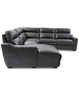 Gabrine 5-Pc. Leather Sectional with 2 Power Headrests and Chaise, Created for Macy's