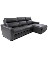 Gabrine 3-Pc. Leather Sectional with 1 Power Headrest and Chaise, Created for Macy's