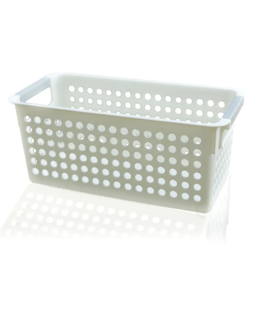 Vintiquewise Rectangular Plastic Shelf Organizer Basket with Handles