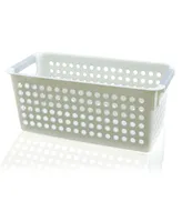 Vintiquewise Rectangular Plastic Shelf Organizer Basket with Handles