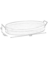 Vintiquewise Galvanized Metal Oval Rustic Serving Tray with Handles