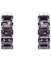 Effy Amethyst Small Hoop Earrings (3-1/3 ct. t.w.) in Sterling Silver, 0.57"