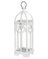 Glitzhome Set of 2 Wash White Farmhouse Wooden church window Frame Lanterns