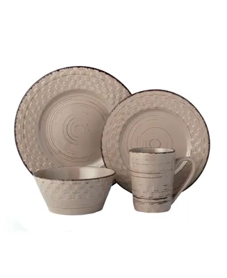 Lorren Home Trends 16 Piece Distressed Weave Dinnerware Set