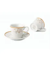 Lorren Home Trends Trends Floral Design 12 Piece 2oz Espresso Cup and Saucer Set