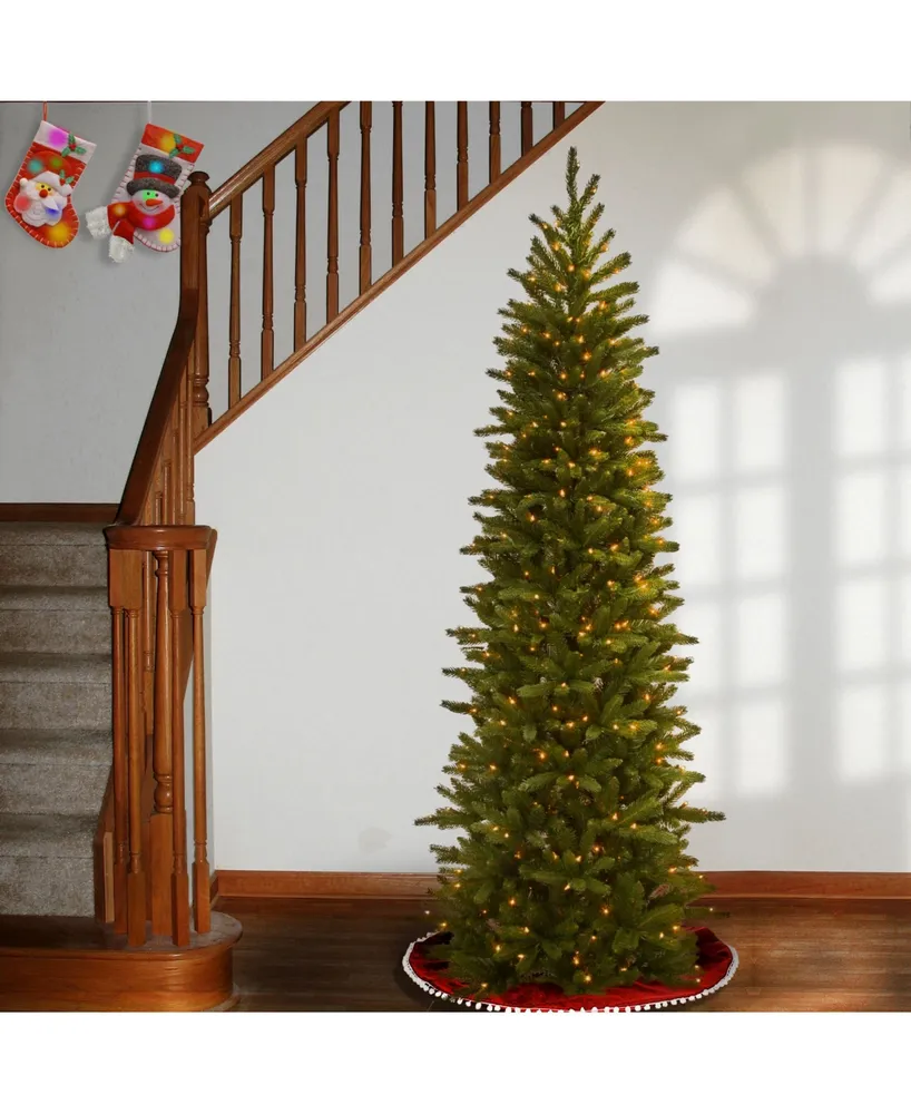 National Tree 7.5' Feel Real Grande Fir Pencil Slim Hinged Tree with 350 Clear Lights