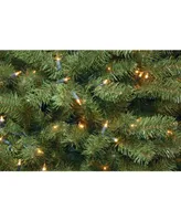 National Tree 7.5' North Valley Spruce Pencil Slim Hinged Tree with 400 Clear Lights