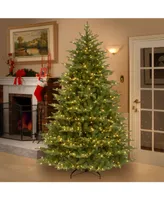 National Tree 9' "Feel Real" Nordic Spruce Medium Hinged Tree with 1100 Clear Lights