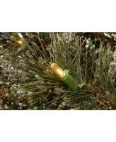 National Tree Company 3' Glittery Bristle Pine Burlap Tree with 7 White Tipped Cones & 35 Warm White Battery Operated Led Lights w/Timer