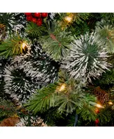National Tree Company 24" Wintry Pine Porch Bush with Cones & Red Berries & 50 Clear Lights