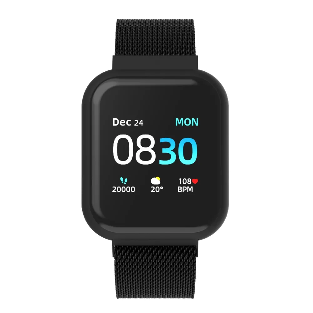 iTouch Air 3 Unisex Heart Rate Black Mesh Strap Smart Watch 44mm