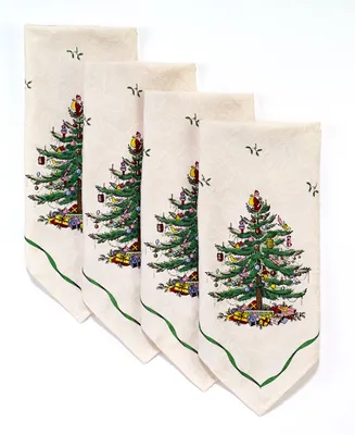 Spode Christmas Tree Ivory/Green 4pc Napkins