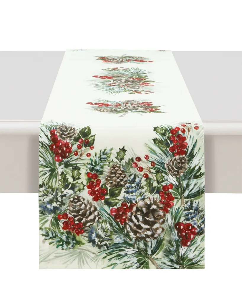 Laural Home Winter Garland Table Runner -13"x 72"
