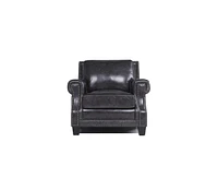Willison Italian Leather Armchair in Charcoal Gray