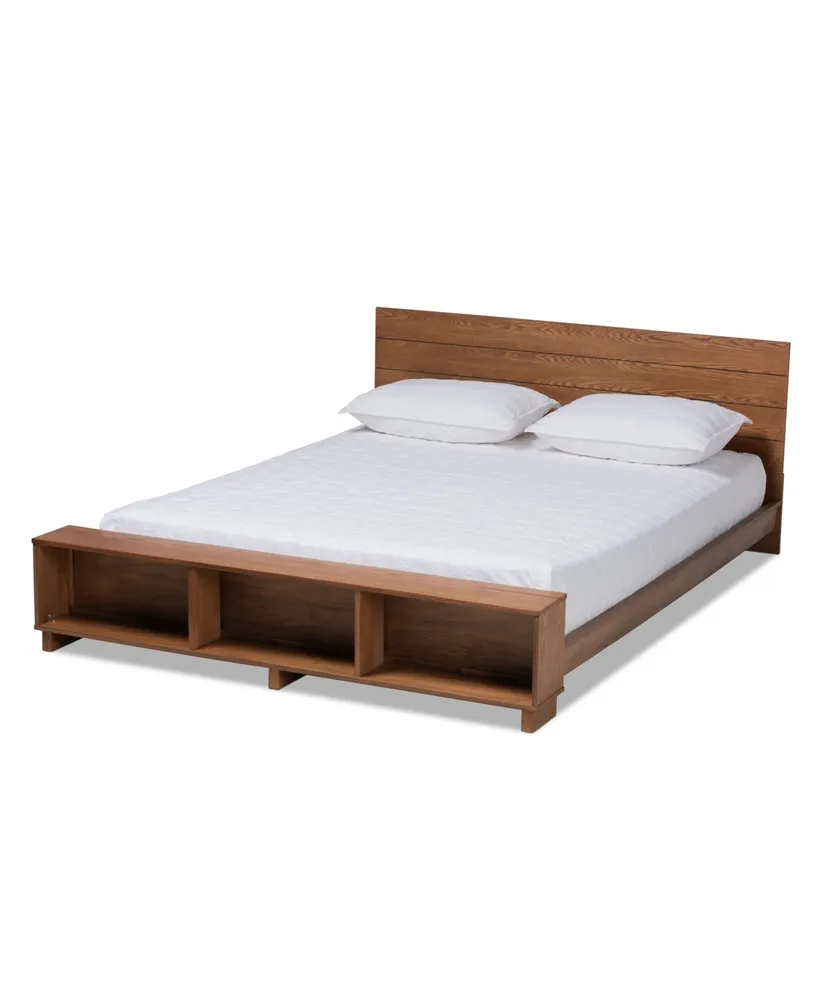 Regina Modern Full Size Platform Storage Bed with Built-in Shelves