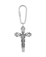 2028 Women's Pewter Crystal Cross Whistle Key Fob