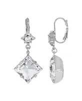 2028 Women's Silver Tone Crystal Stone Drop Earring