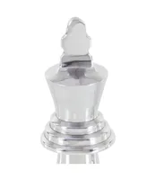 CosmoLiving by Cosmopolitan Set of 3 Silver Aluminum Traditional Chess Sculpture, 4" x 9"