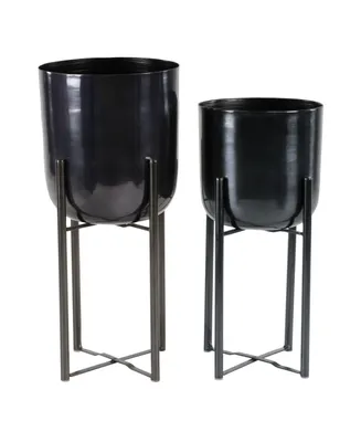 Bucket Planter with Stand, Set of 2