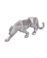 CosmoLiving by Cosmopolitan Silver Polystone Sculpture, Leopard 6" x 18" x 3" - Silver