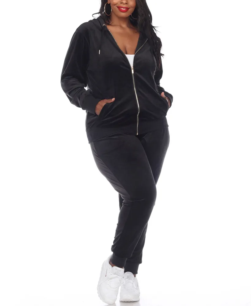 White Mark Plus Velour Tracksuit Loungewear 2pc Set