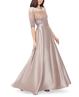 Betsy & Adam Embellished Satin Gown