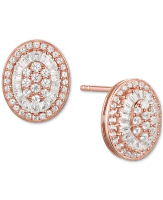 Diamond Baguette Oval Stud Earrings (1/2 ct. t.w.) 14k Gold , White or Rose