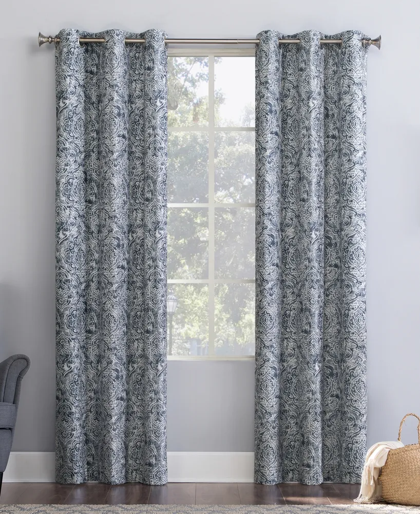 No. 918 Kenji Medallion Draft Shield Fleece Insulated Room Darkening Grommet Curtain Panel