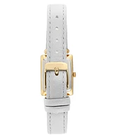 Anne Klein Gold-Tone and White Leather Strap Watch 21.5mm