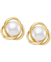 Giani Bernini Cultured Freshwater Pearl (7mm) Love Knot Stud Earrings, Created for Macy's