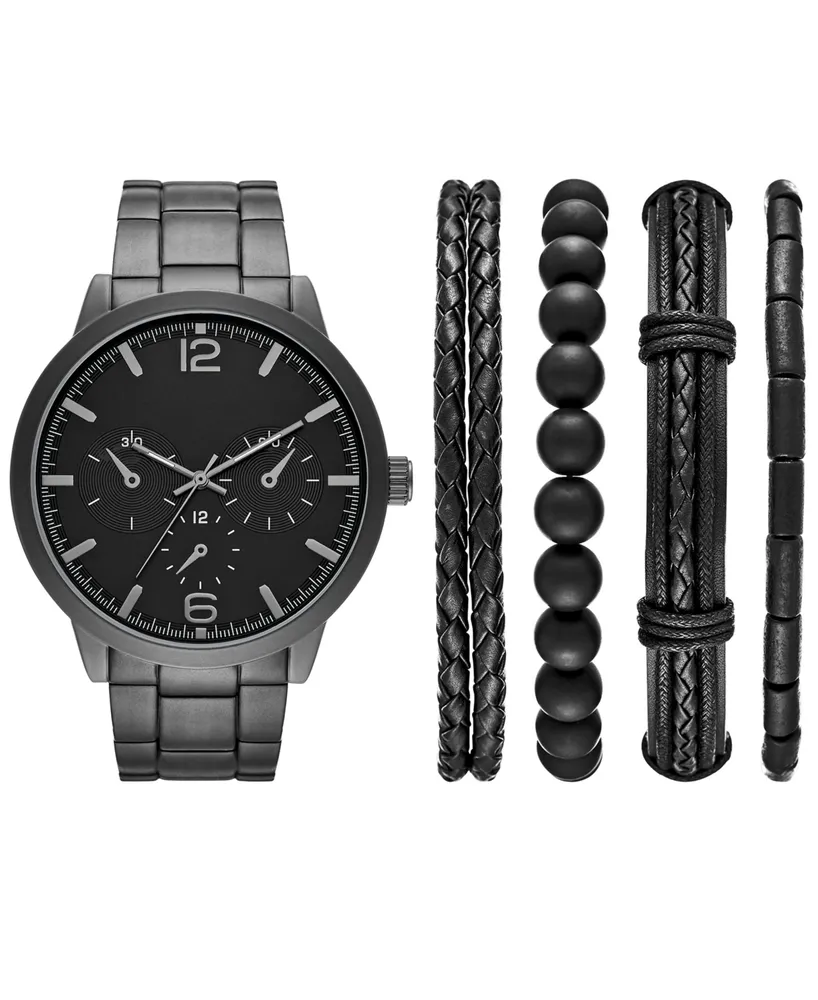 Folio Men's Three Hand Gunmetal 46mm Watch and Bracelets Gift Set, 5 Pieces  | CoolSprings Galleria