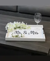 Elegant Designs Decorative Wood Serving Tray with Handles - Mr and Mrs