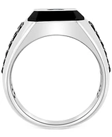 Effy Men's Onyx, Black Spinel & Diamond (1/20 ct. t.w.) Ring in Sterling Silver