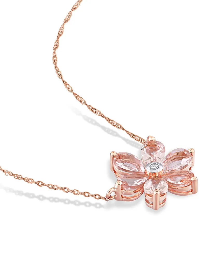 Morganite and Diamond Accent Floral Necklace