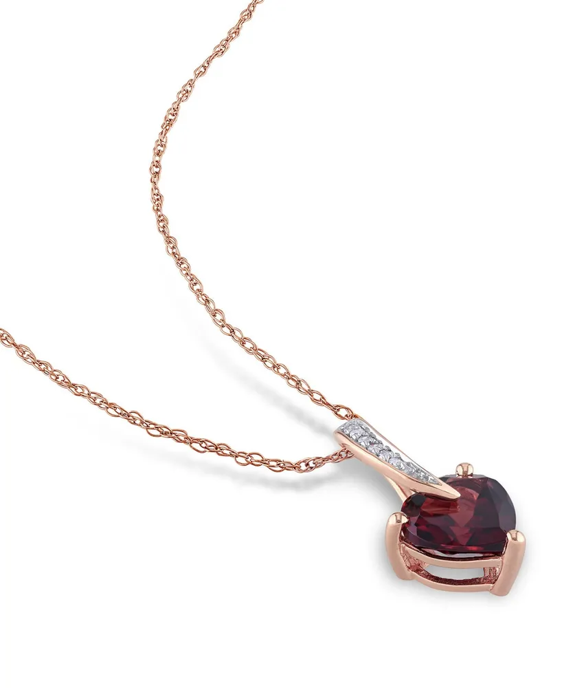 Garnet and Diamond Accent Heart Pendant and Chain