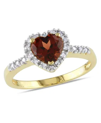 Garnet and Diamond Halo Heart Ring
