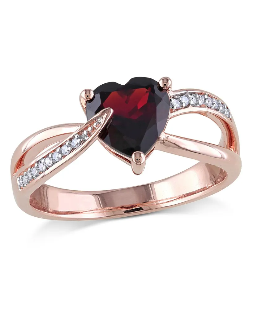 Garnet and Diamond Heart Ring