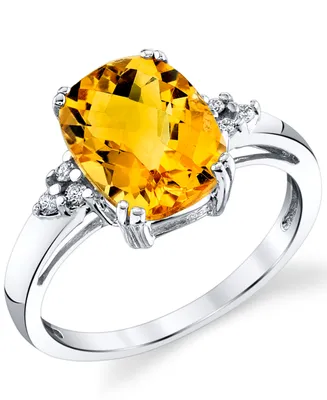 Citrine (2-3/4 ct. t.w.) & Diamond (1/20 ct. t.w.) Ring in Sterling Silver