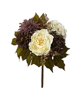 Peony, Hydrangea and Dahlia Artificial Flower Bouquet, Set of 2