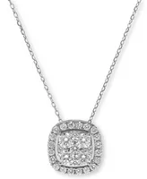 Diamond Halo Cluster Pendant Necklace (1 ct. t.w.) 14k Gold or White