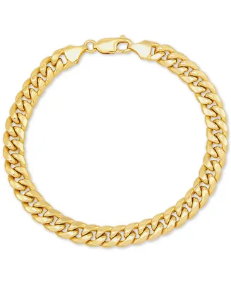 Italian Gold Men's Miami Cuban Link 9-1/2" Chain Bracelet (7mm) in 10k Gold