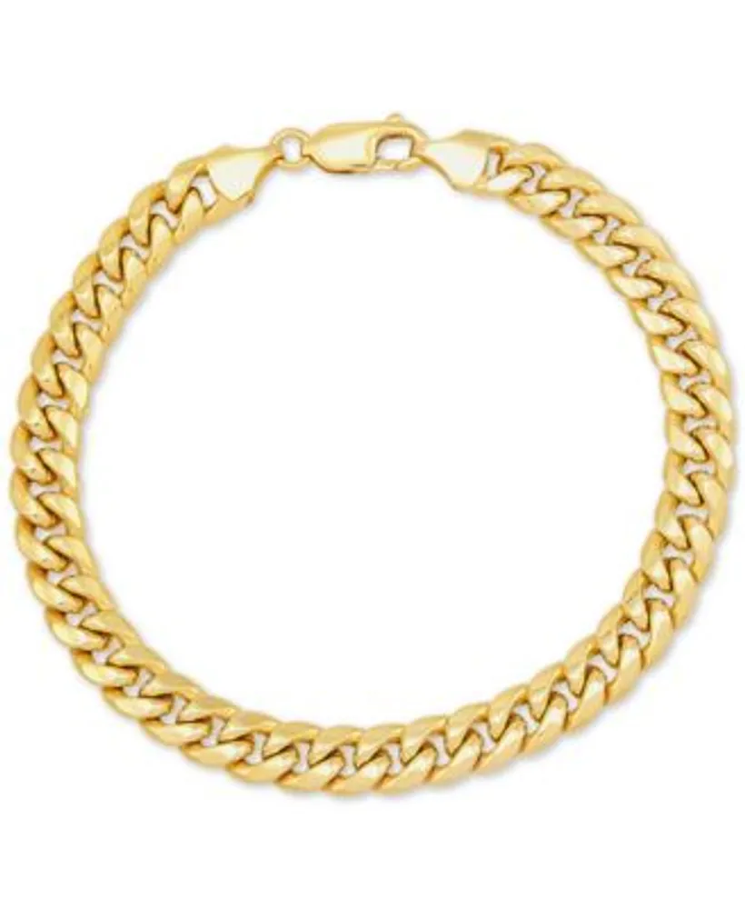 Italian Gold 7 1 2 9 1 2 Miami Cuban Link Chain Bracelet 7mm In 10k Yellow Gold Or 10k White Gold