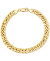 Italian Gold 7 1 2 9 1 2 Miami Cuban Link Chain Bracelet 7mm In 10k Yellow Gold Or 10k White Gold