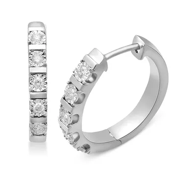 Diamond Hoop Earrings (1/4 ct. t.w.) in Sterling Silver