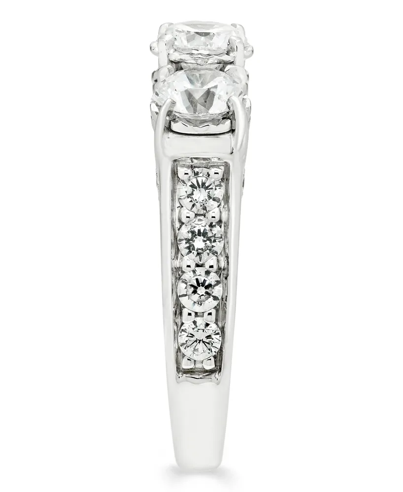 3 Carat Diamond 3-Stone Ring in 14K White Gold