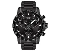 Tissot Men's Swiss Chronograph Supersport Black Stainless Steel Bracelet Watch 45.5mm
