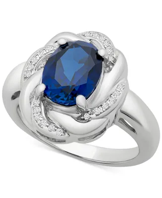 Blue Sapphire (1-3/4 ct. t.w.) & White Sapphire (1/6 ct. t.w.) Ring in Sterling Silver